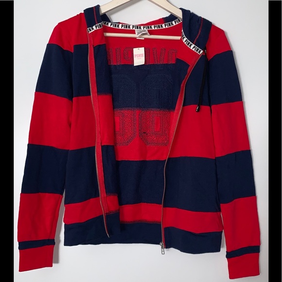 NWT Pink Victoria Secret Small Blue Red Hoddie - Picture 3 of 4